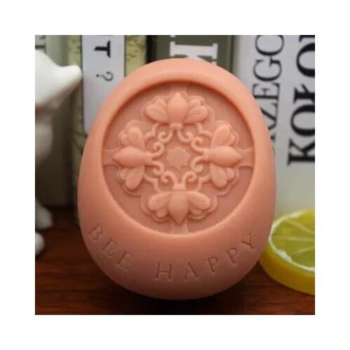 Silicone Mold Soap Molds Flower Bee Happy Handmade Soap Mold Silicone Bakeware Fondant Cake Chocolate Mould Resin Clay Craft You