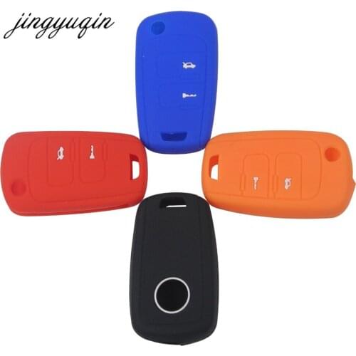 Jingyuqin 10pcs Silicone Cover For Chevrolet Epica Sail Buick Excelle 2 Button Rubber Flip Remote Key Case Fob Protector Holder