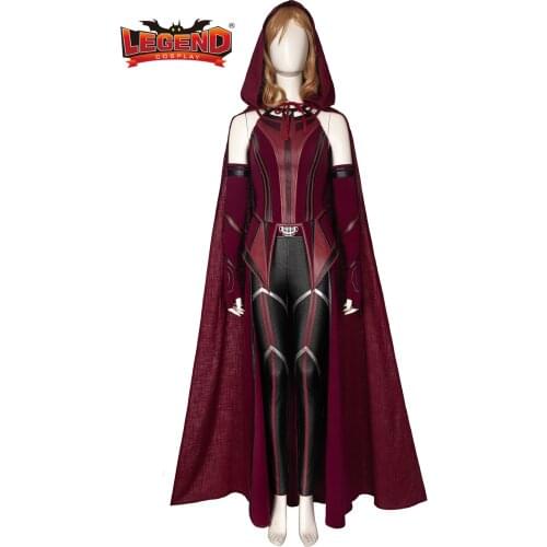 Superheroine Halloween Scarlet Cosplay Witch Costume High Quality Vision Wanda Maximoff Battle Outfit cloak headpiece