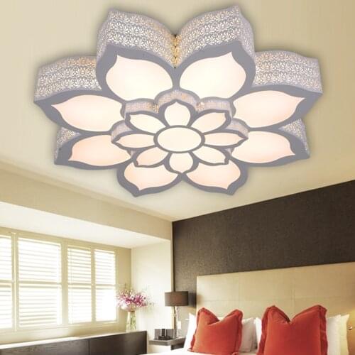 LED Iron Acrylic Lotus Ceiling Light Living room bedroom study home adjustable Ceiling lamp 110-240V