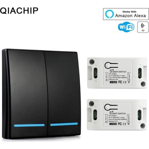 QIACHIP Universal Wifi Wall Switch 433 Mhz Wireless Remote Control Domotica Light Smart Home RF Relay Module Work With Alexa DIY