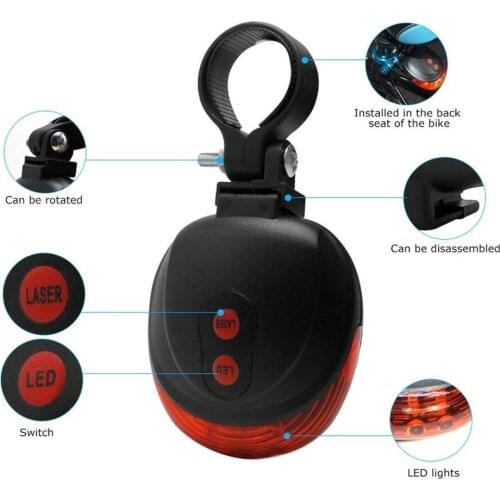 Bike Laser Tail bike Light Bike Bike Safety Warning Led Light Modes LED Flashing Lamp Tail Light Rear Cycling 2 Laser +5 LED