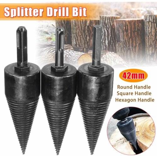 32/42/45mm High Speed Steel Wood Drill Bit Twist Firewood Splitting Drill Bit Splitter Screw Cones Bit Square Round Hexagonal