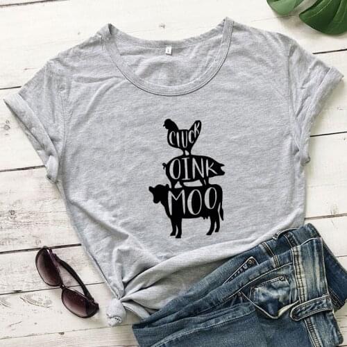 Cluck Oink Moo 100% Cotton T-shirt Funny Womens Farm Life Countryside Tshirt Camiseta Cute Animal Lover Gift Top Tee Shirt