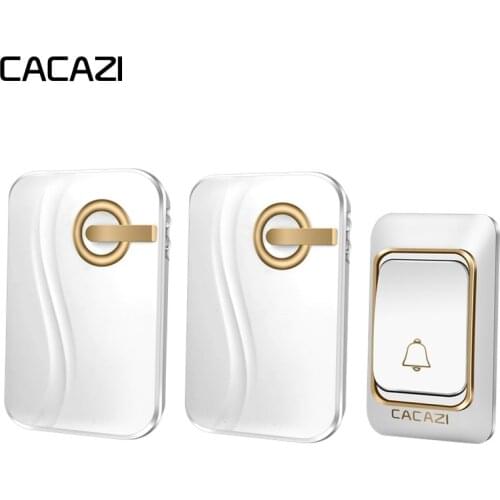 CACAZI Wireless Doorbell Waterproof DC Battery Button Operated 200M Remote 1 Button 2 Receiver Home Cordless door bell chimes
