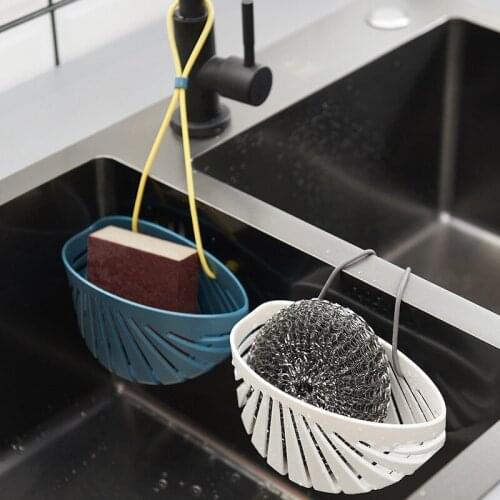 1Pc Kitchen Sink Sponge Holder Sink Shelf Soap Sponge Drain Rack Storage Basket Bag Kitchen Bathroom Organizer