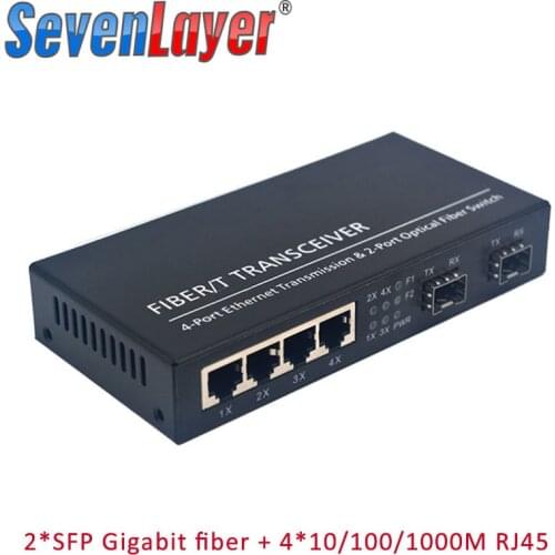 10/100/1000M 4 RJ45 UTP and 2 SFP fiber Port Fiber Optical Media Converter Gigabit Ethernet switch 2 pieces