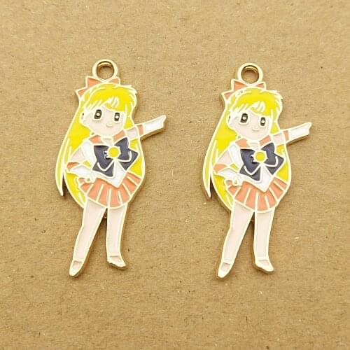 10pcs 16x32mm enamel cartoon girl charm for jewelry making cute earring pendant bracelet necklace charms