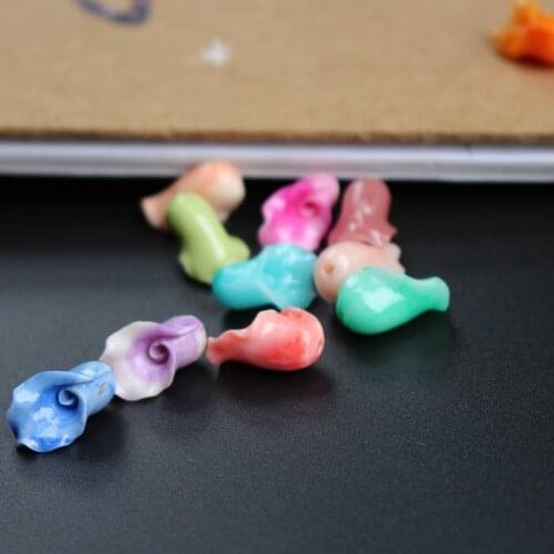 10pcs Carved Calla Beads Double colored Artificial Coral beads 7mm*14mm Multi-color for Jewelry making