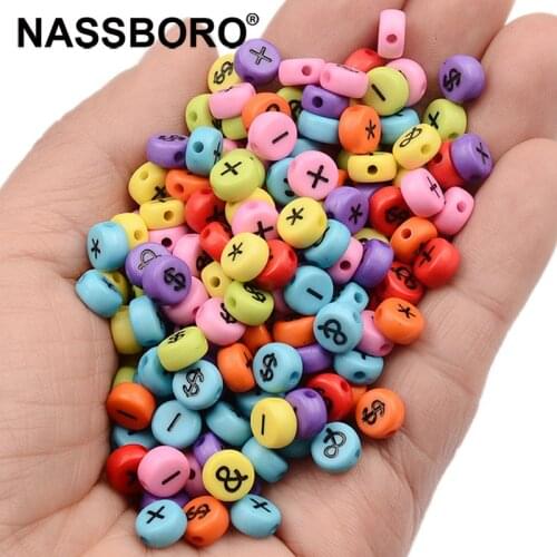100pcs/lot 4x7mm Symbol Acrylic Beads For Jewelry Making Loose Spacer Beads Handmade DIY Bracelet Earrings Necklace