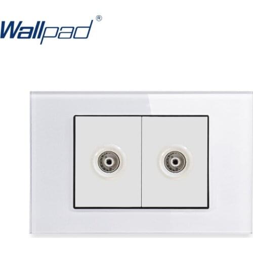 2 TV Socket Wallpad Luxury Tempered Glass Panel Electric Wall Socket Weak Electricity Outlets For Home