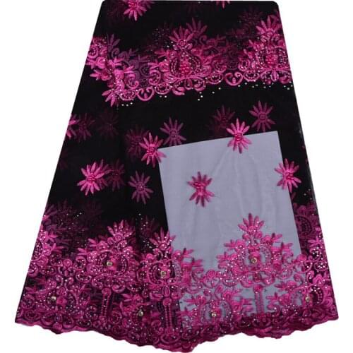 2018 New French Nigerian Laces Fabric High Quality Tulle African Laces Fabric Wedding African French Tulle Lace With Stones 1297