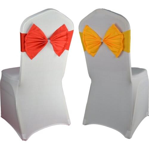 25pcs/Lot Wholesale Bow Chair Sashes Band For Party Birthday Banquet Chair Bow Tie Band Belt Romantic Wedding Decoration Sale