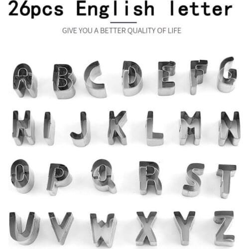 26 Pieces Stainless Steel Alphabet Letter Cookie Cutters Mold Biscuit Cutter Set Cake Decorating Moulds Fondant Cutter Set