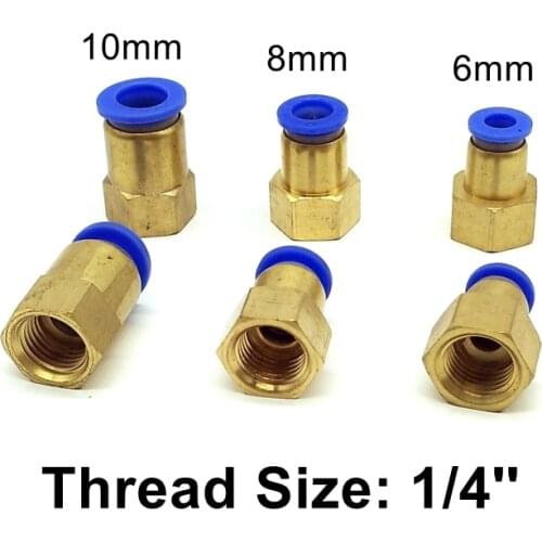 5pcs/lot 6mm 8mm 10mm Tube 1/4'' Internal Thread Pneumatic Fitting Quick Joint Connector PCF6-2 PCF8-2 PCF10-2 pipe fitting