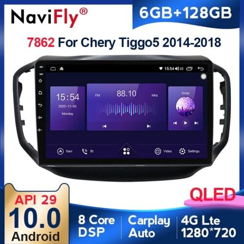 6G +128G QLED QLED Android car Multimedia video Player For TIGGO 5 2014-2018 car Radio Stereo WIFI GPS Navigation DVD 2Din BT