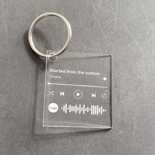 FLYANGEL Custom Acrylic Scannable Music Keychain Personalised Your Favorite Song Code Keyring Anniversary,Christmas Gift