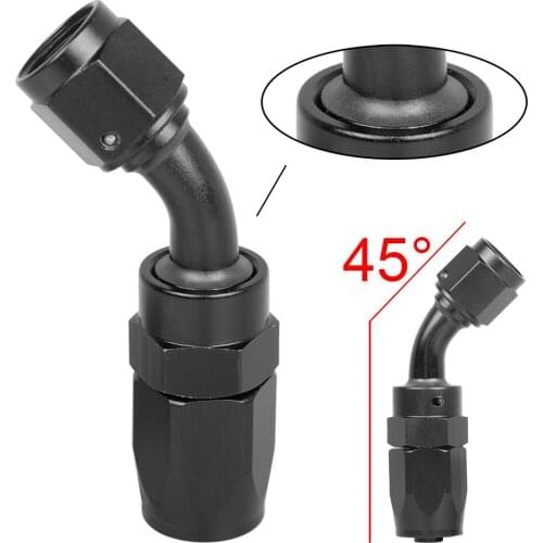 AN8 AN10 FKM Oil Fuel Swivel Hose Anoized Aluminum Straight Elbow 0 45 90 120 Degree Hose End Oil Fuel Reusable Fitting Black