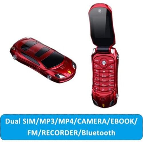 Newmind F15 1.77" Flip Car Shaped Mini Mobile Phone Dual SIM Card FM Radio Bluetooth LED 1500mAh Russian Keyboard Cell phones