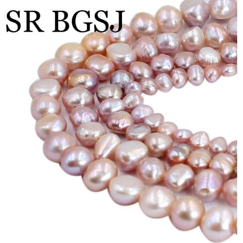 Free Shipping 4-5mm 6-7mm 7-8mm 8-9mm Purple Natural Freshwater BAROQUE Pearl Handwork DIY Findings Beads 14"