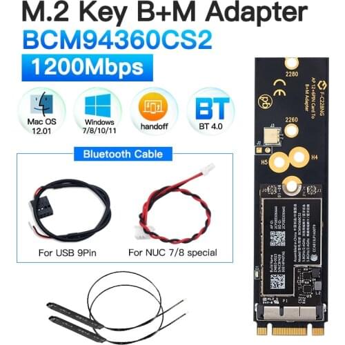 1200Mbps BCM94360CS2 Wireless Wifi Card For Bluetooth 4.0 Hackintosh MacOS Dual Band 802.11ac NGFF Wireless Card Desktop Kit PC