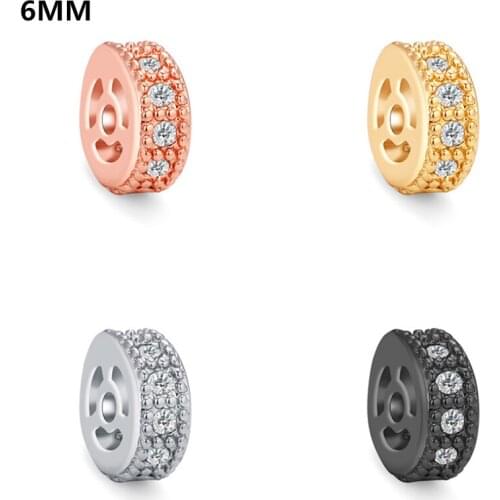Micro CZ Zircon Crystal Infinity Charms Beads Bracelet Findings Copper Metal DIY Round Spacer Charm Beads & Jewelry Making