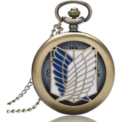 Unique Pocket Watch Attack on Titan Scouting Legion Survey Corps Cosplay Pocket Watches for Men Women Reloj Mujer Gifts