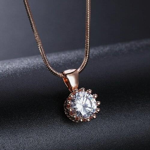 DWN390 Crown Cubic Zircon Necklaces & Pendants For Women Rose Gold Color Fashion Brand Cubic Zirconia Jewelry Nickel Free
