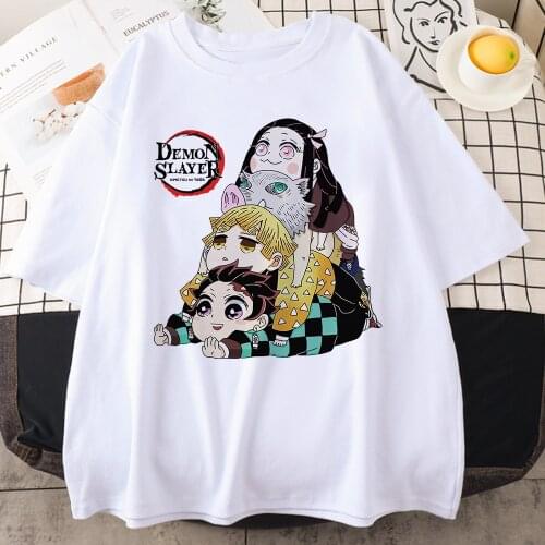 Men Women T Shirt Demon Slayer T Shirt Men Kawaii Kimetsu No Yaiba Graphic Tees Tanjirou Kamado Unisex Tops