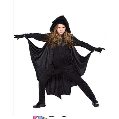 Halloween Party Costume Black Bat Cosplay Adults and Kids Cosplay Dance Costume With Glove