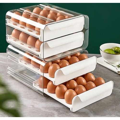 Creative Household Egg Storage Tool Box Refrigerator Put Eggs Anti-fall Kitchen Egg Box Drawer Type Plastic Egg Preservation