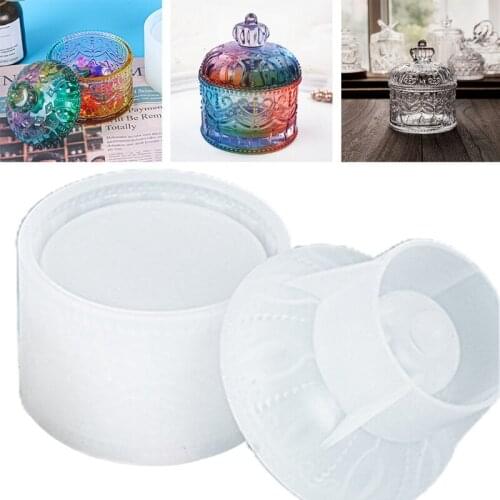 Round Storage Box Crystal Epoxy Resin Mold Makeup Jewelry Container Case Silicone Mould DIY Crafts Decorations Casting Tools