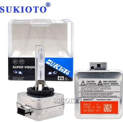SUKIOTO 2PCS 55W High Brightness HID Xenon Bulbs D2S D2R HID Bixenon Projector Lens Lamp 55W D1S D3S 6000K 4300K 5000K 8000K