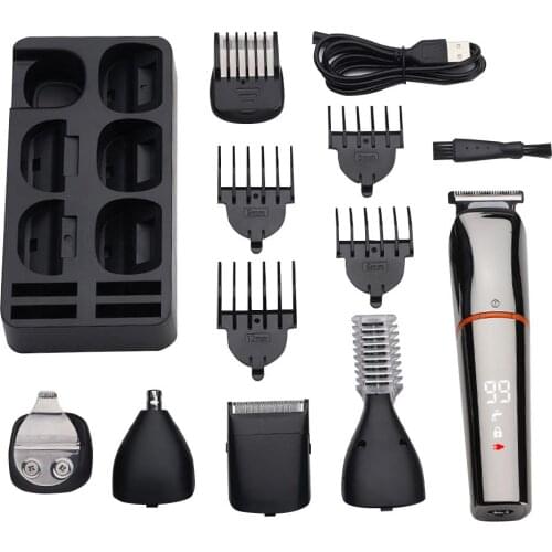 Hair Clipper 6 In 1 Multifunctional Waterproof Electric Hair Trimmer With LCD Digital Display Nose Hair Device
