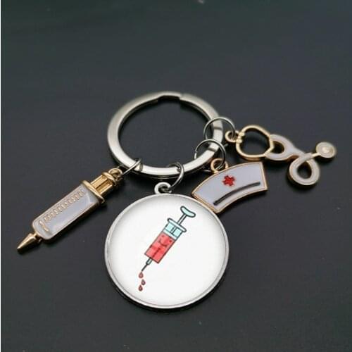 Nurses Medical Syringe Alloy Keychain Mens and Womens Same Style Gifts for Doctors and Nurses