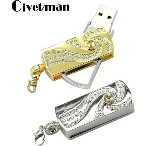 Metal Rotate Whirlwind Pendrive 4GB 8GB 16GB 32GB 64GB 128GB 256GB USB Flash Drive Golden USB 2.0 Memory Stick Pen Drive U Disk