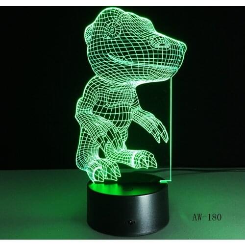 Dinosaur model 3D LED Table Lamp 7 Colors Visual Illusion LED Lights Friends Party Gift Drop AW-180
