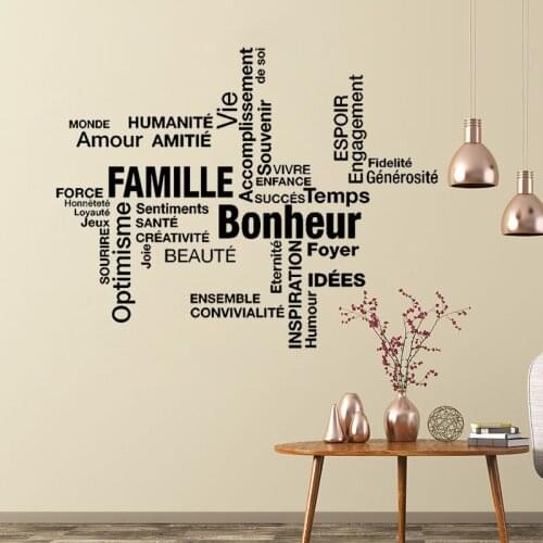 Wall Stickers Les Principes De La Vie Vinyl Mural Art Decal Living Room Home Decor Poster Famille Bonheur House Decoration