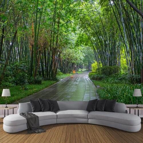 Custom Wall Painting 3D Green Bamboo Forest Road Photo Wallpapers For Living Room Sofa TV Background Wall Mural Papel De Parede