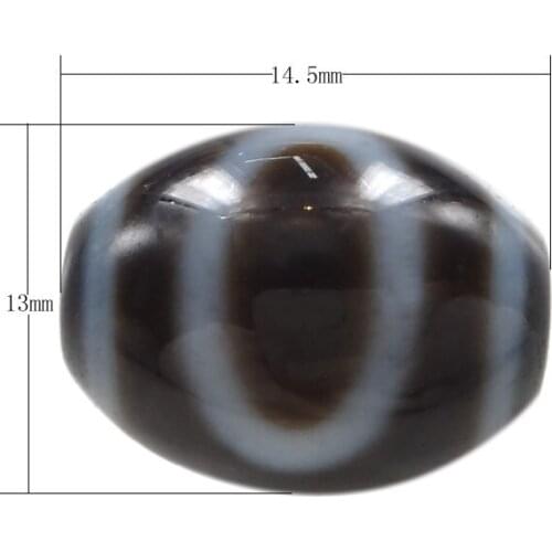 Natural Tibetan Dzi Beads for making diy Jewelry Bracelet Oval heaven and earth & two tone 14.50x13x3mm Sold By PC