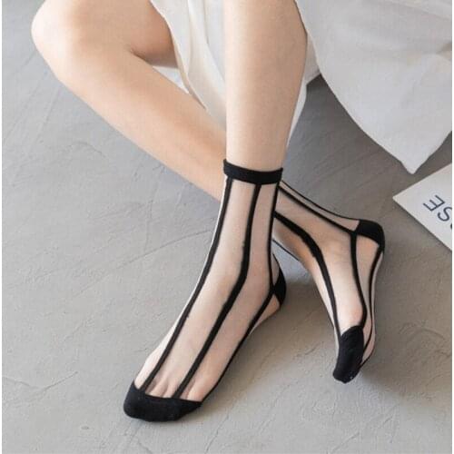 Lot Sexy Lace Mesh Fishnet Transparent Womens Socks Summer Ultra-thin Breathable Short Socks Nylon Vintage Streetwear Crew Sock