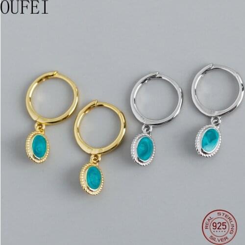 OUFEI 925 Sterling Silver Drop Earrings For Women Starry Sky Green Earring Unique Exquisite Charm Earrings Valentines Gift