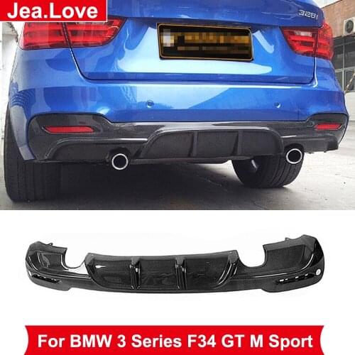 Real Carbon Fiber Front Bumper Lip Diffuser Double Sides 2-outs Car Body Styling Part For BMW 3 Series F34 GT M-Sport 2013-2018