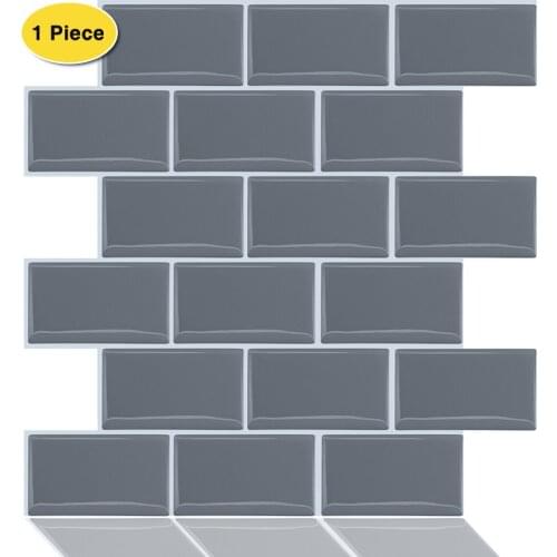 Erzaa Thicker Peel and Stick Backsplash Mosaic Kitchen Subway Tile Stickers Grey