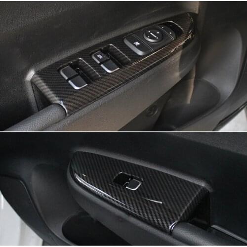 Inner Door Armrest Window Lift Button control Panel Cover Trim For Kia Rio 4 X-line 2017-2019 ABS stainless steel Interior