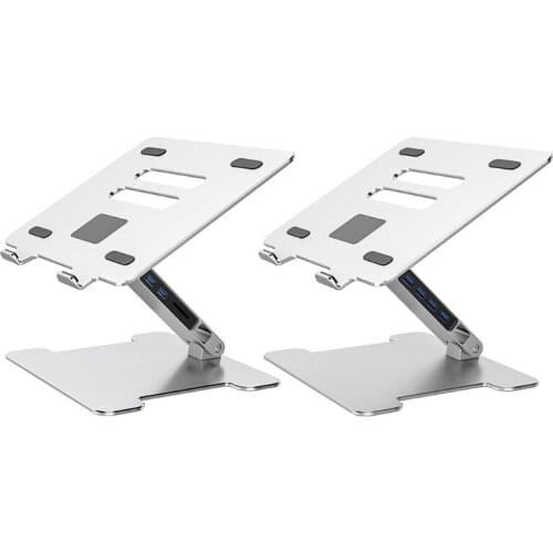 ORICO 4 Port USB3.0/SD Foldable Laptop Hub Stand Aluminum Notebook Riser Desktop Cooling Stand for 11-15.6in Dell PC