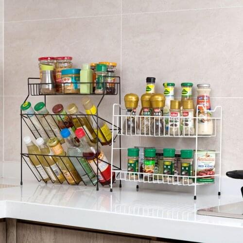 2/3 Layers Storage Shelf Kitchen Organizer Rack Crust Stand Spice Rack Organizer Condiments Holder Bathroom Iron Storage Shelves