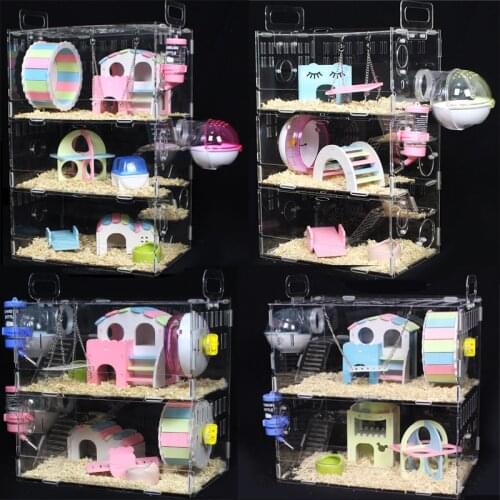 Transparent Double-layer Hamster House Acrylic Guinea Pig Cage Small Pet Oversized Villa Supplies Toys Single-layer