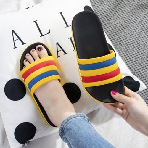 Candy Rainbow Slippers Striped Sandals Lovers Indoor and Outdoor Slippers Man Home Slippers House Slippers Women Shose