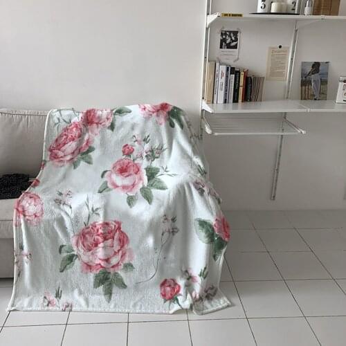 Bedroom Warm Blankets Flower Watercolor Pink Sofa Throw Blankets Childrens Baby Soft Blankets Airplane Portable Blanket